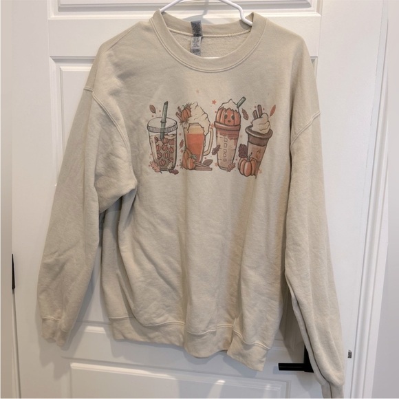 🍂🍁 Fall Gildan Pumpkin Spice Fall Pullover Crewneck Sweatshirt Size Large. - Picture 2 of 5